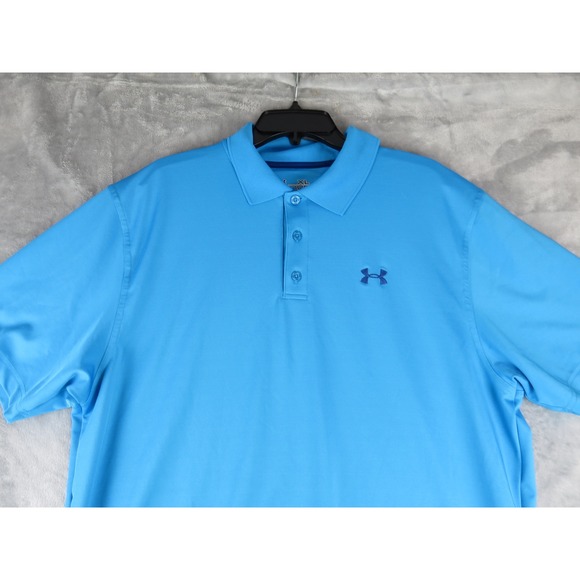Under Armour Golf Polo Shirt Mens XL Extra Large Blue Loose HeatGear Performance - Picture 1 of 10